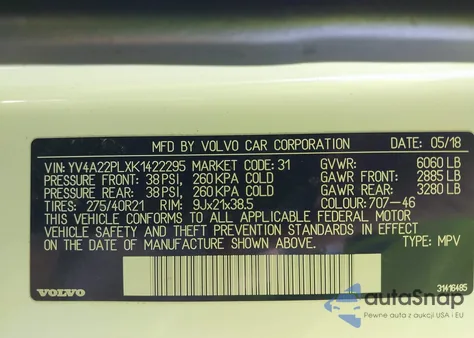 2019 Volvo Xc90 T6 Inscription from USA, damaged, VIN YV4A22PLXK1422295